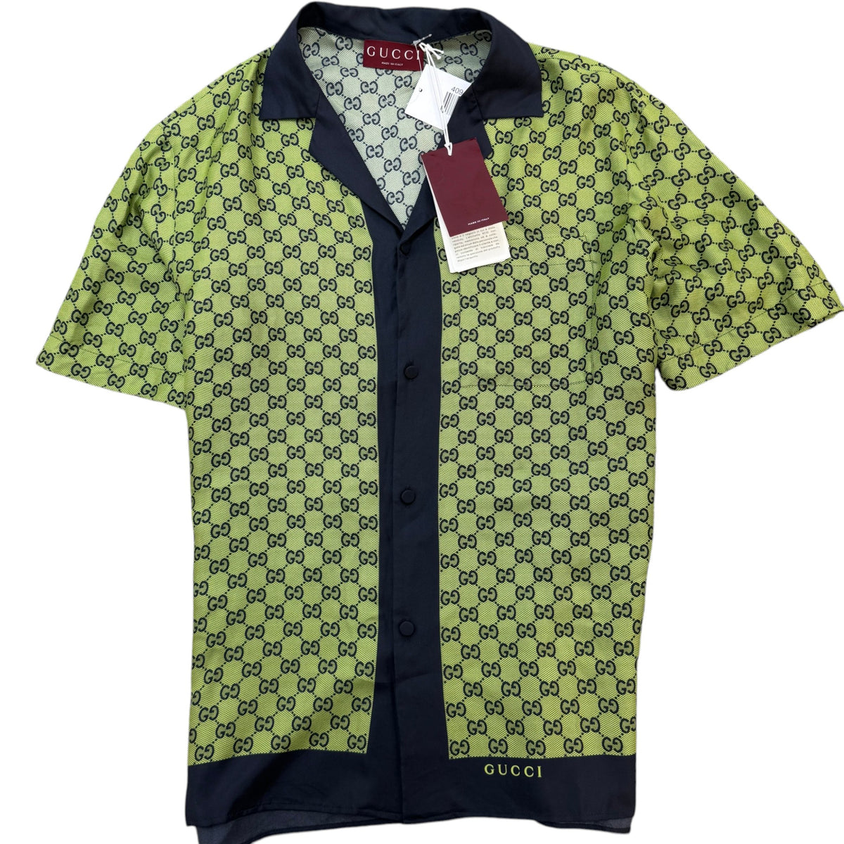 Men's GG Monogram Bowling Shirt Green Size 3XL - Photo 1