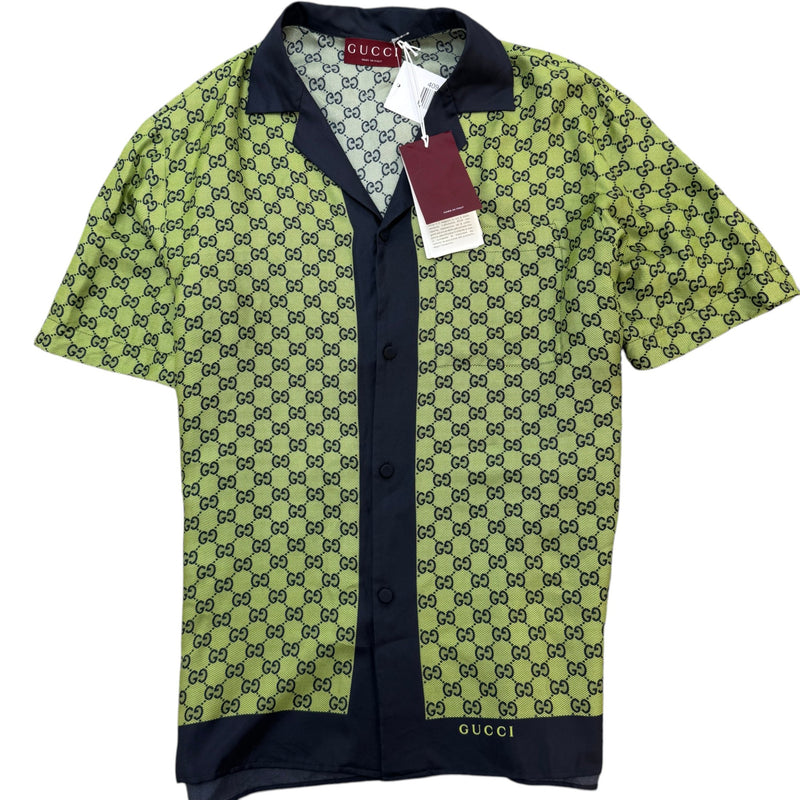 Men's GG Monogram Bowling Shirt Green Size 3XL