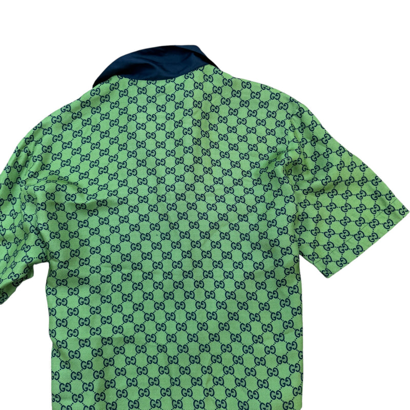 Men's GG Monogram Bowling Shirt Green Size 3XL