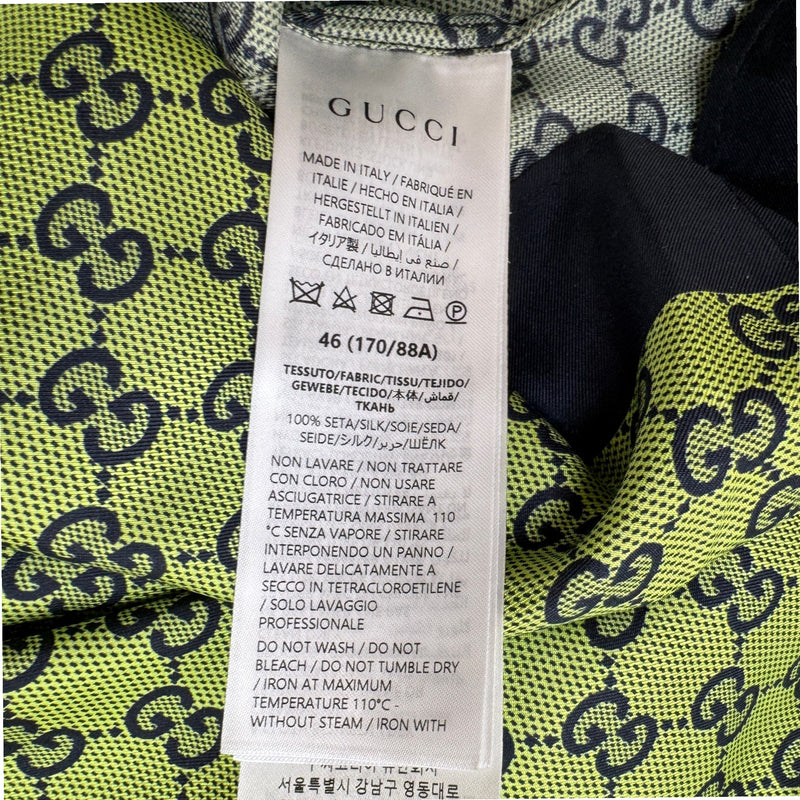 Men's GG Monogram Bowling Shirt Green Size 3XL