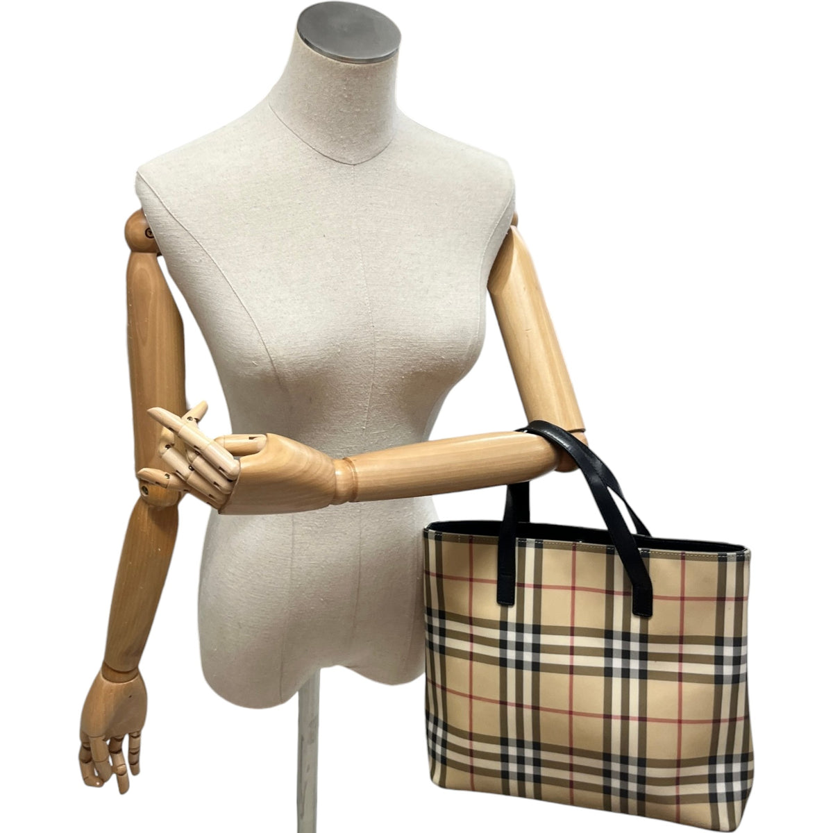 Women's House Check Tote Handbag Beige - Photo 2