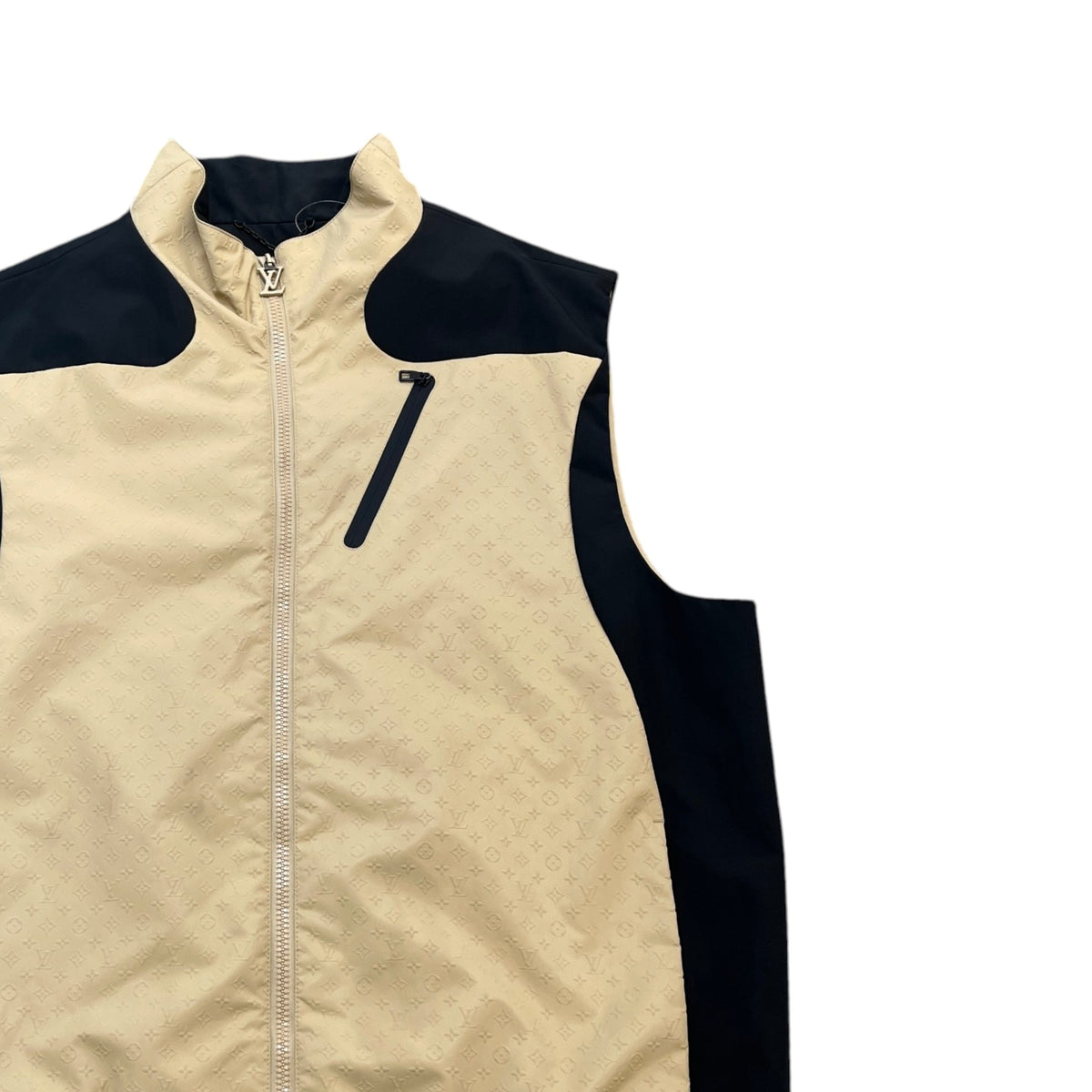 Men's Monogram Embossed Nylon Technical Gilet Beige Size XXL - Photo 3