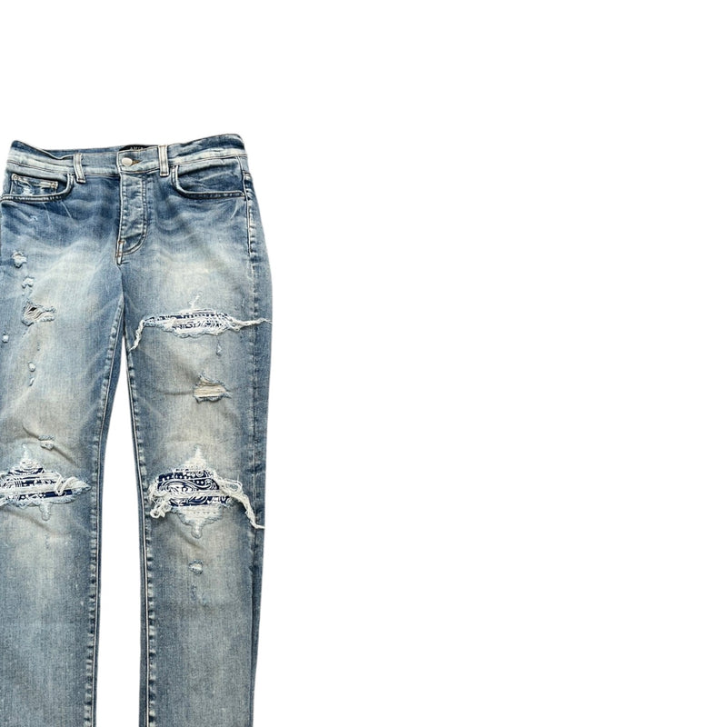 Men's MX1 Distressed Bandana Jeans Blue Size S / W30