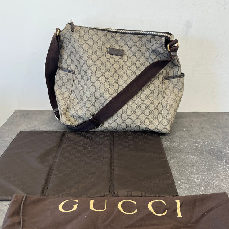 Women's GG Supreme Baby Changing Bag And Mat Bag Beige