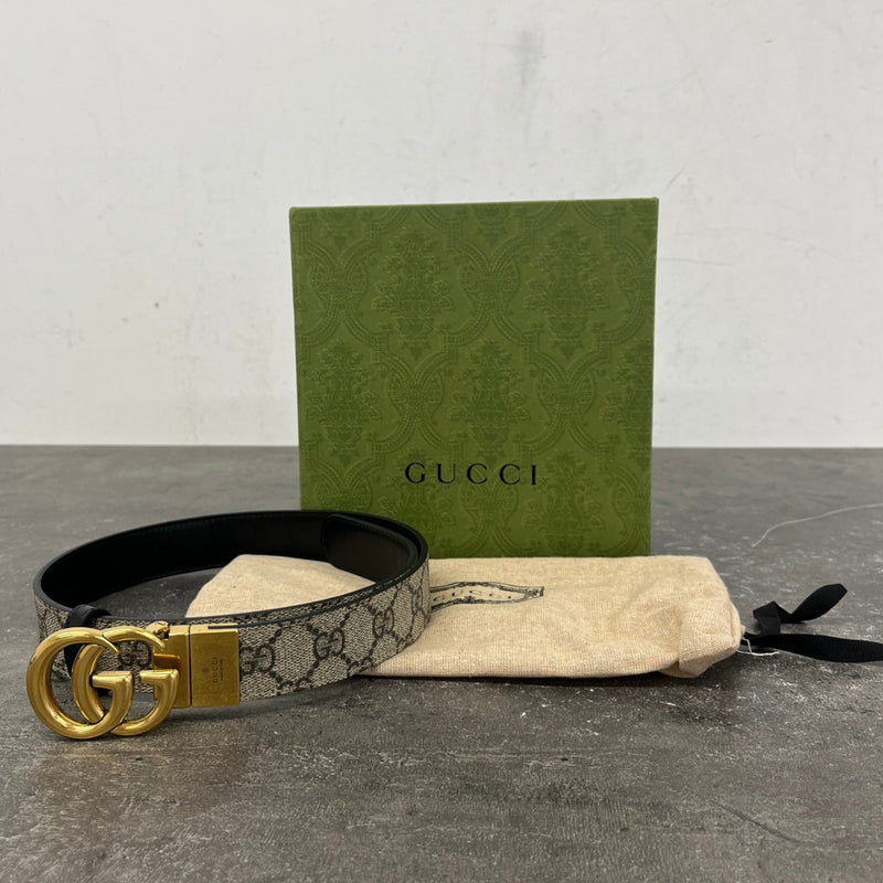 Women's Reversible Gg Supreme Belt Black Size Waist 28"