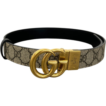 Women's Reversible Gg Supreme Belt Black Size Waist 28