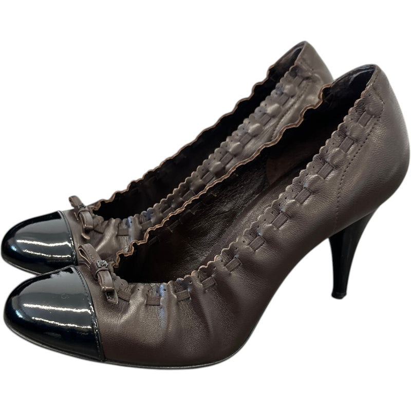 Women's Cap Toe Pumps Heels Brown Size EU 35.5 / UK 2.5