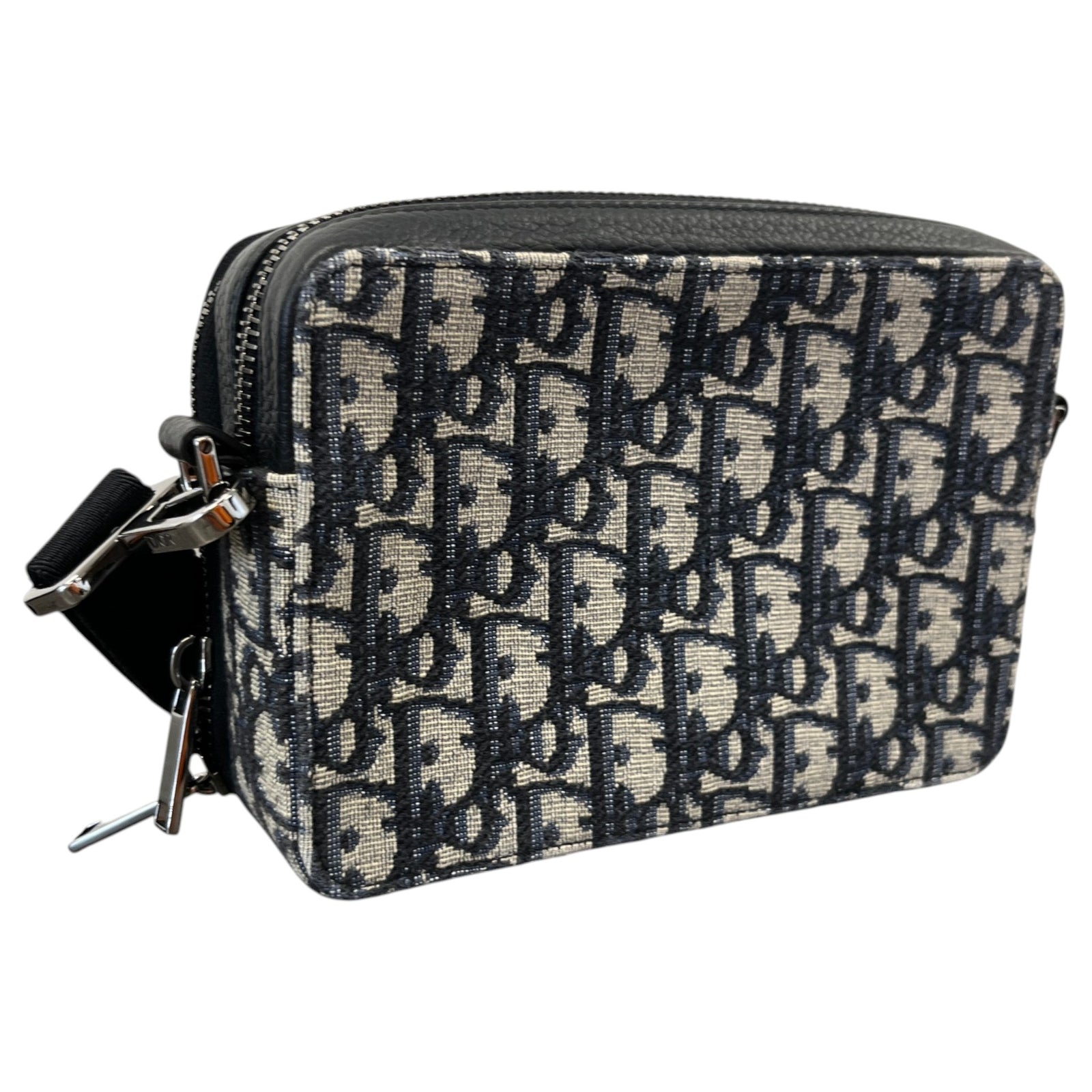 Men's Oblique Zipped Pouch Messenger Bag Beige - Photo 8