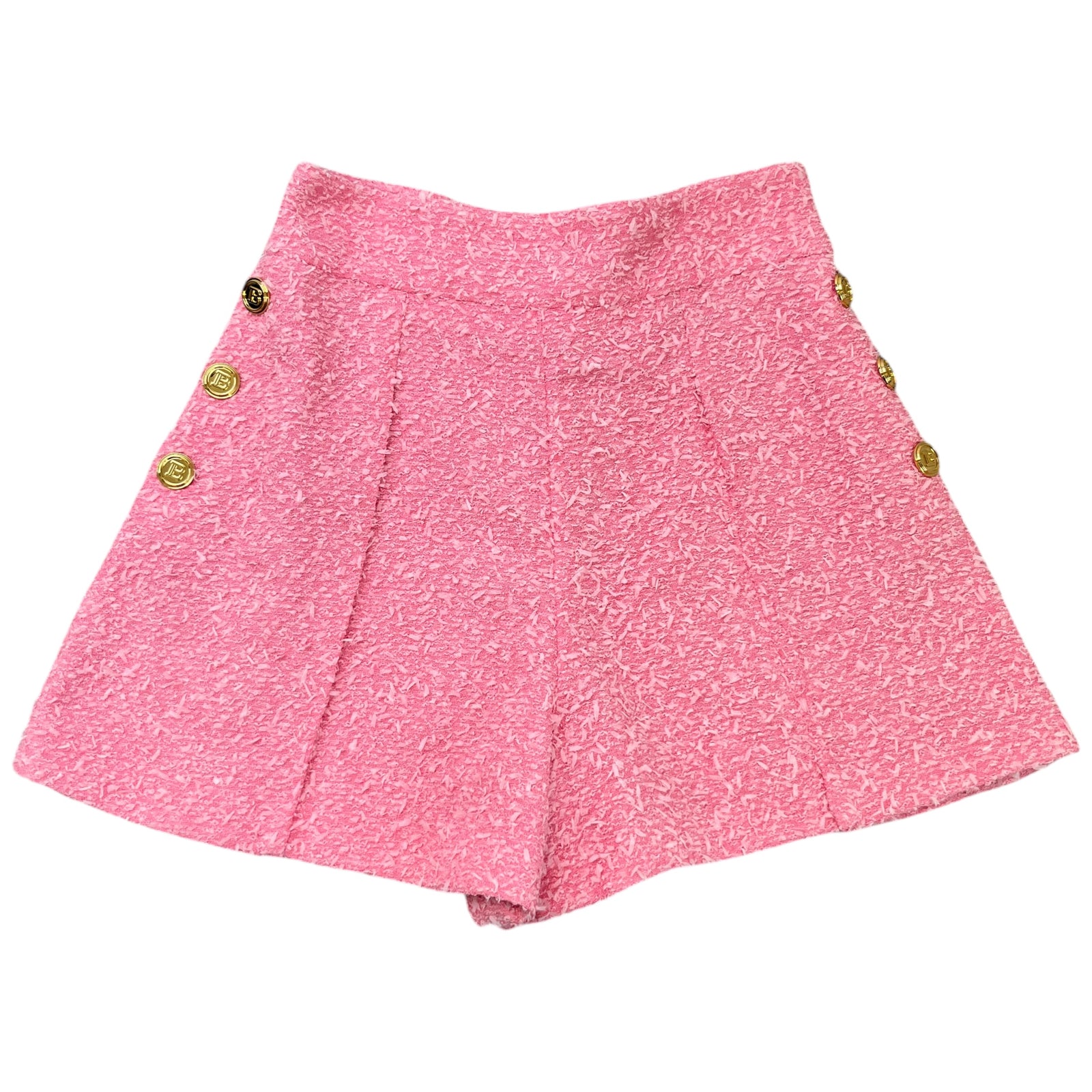 Women's Tweed Logo Button Shorts Pink Size S - Photo 1