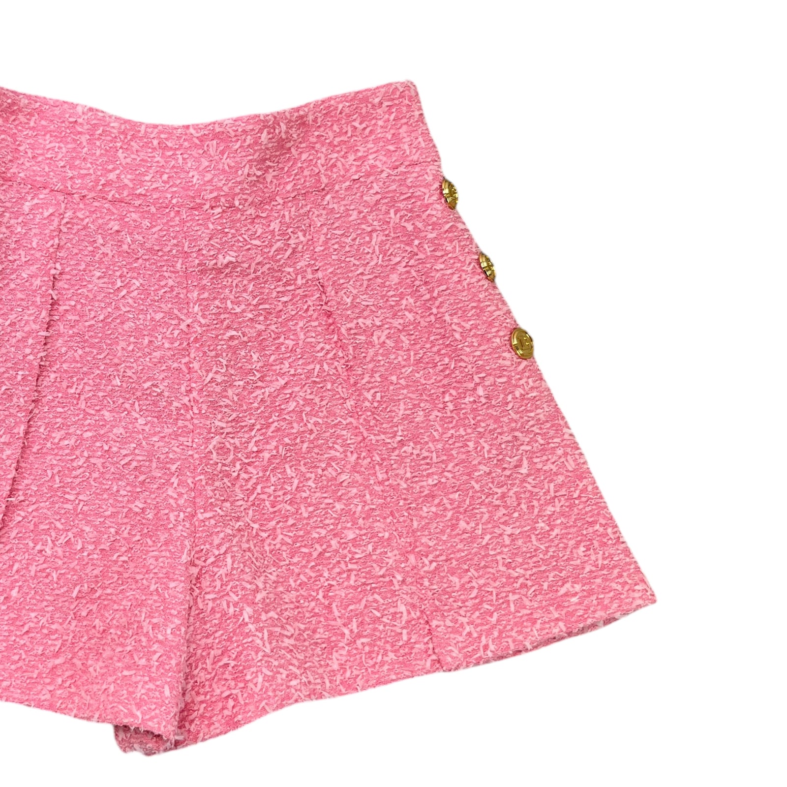 Women's Tweed Logo Button Shorts Pink Size S - Photo 3