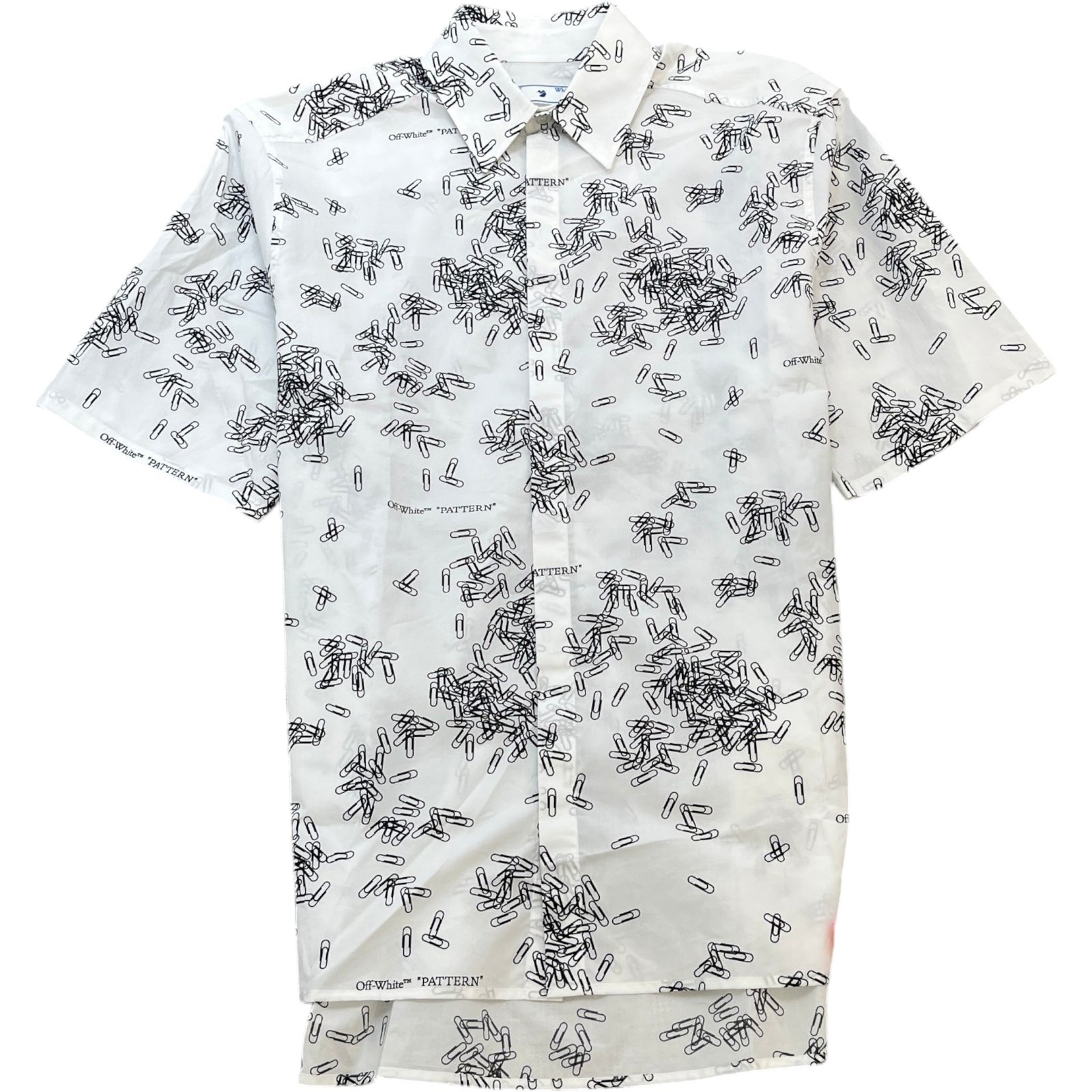 Men's Paperclip Print Short Sleeve Shirt White Size S - Photo 1