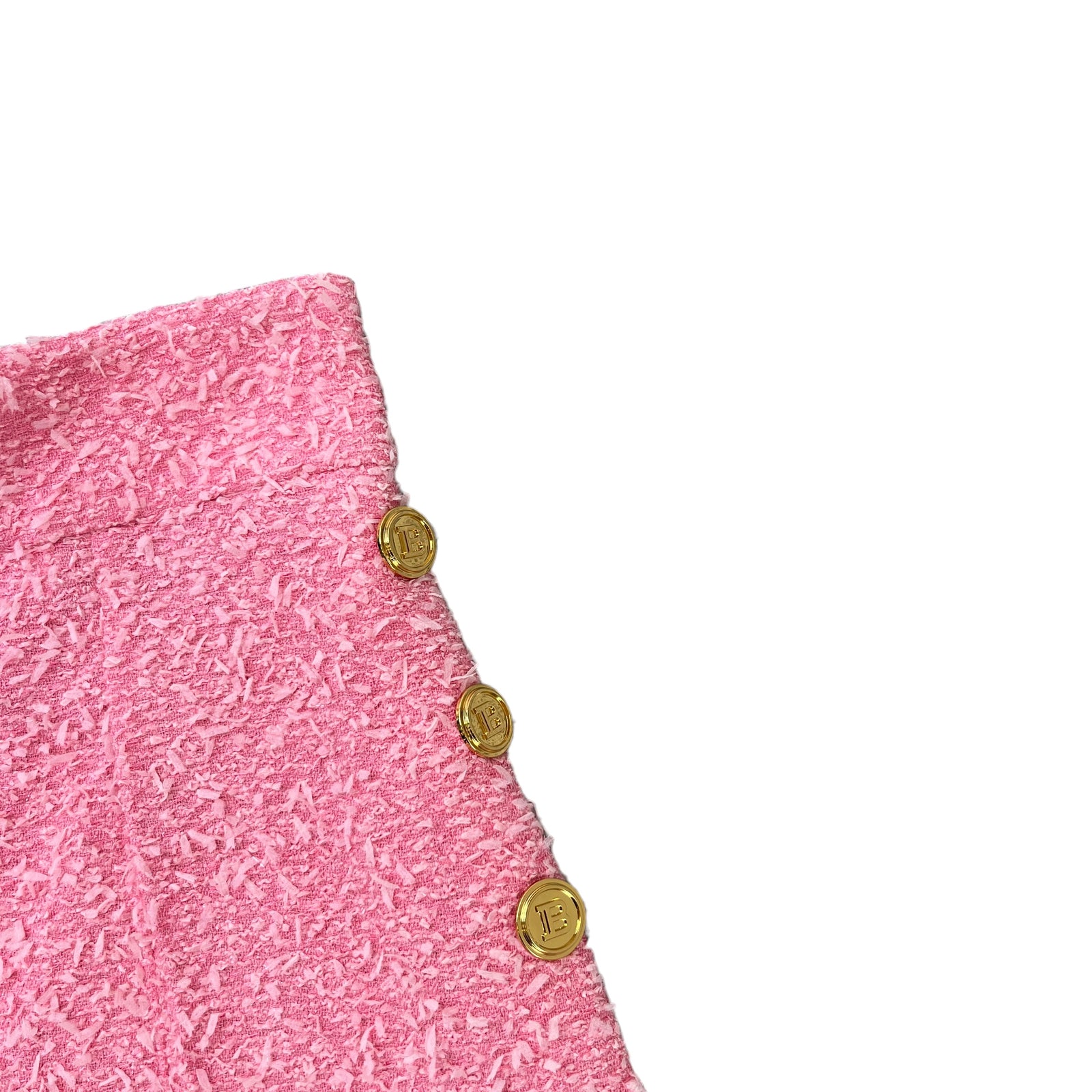 Women's Tweed Logo Button Shorts Pink Size S - Photo 5