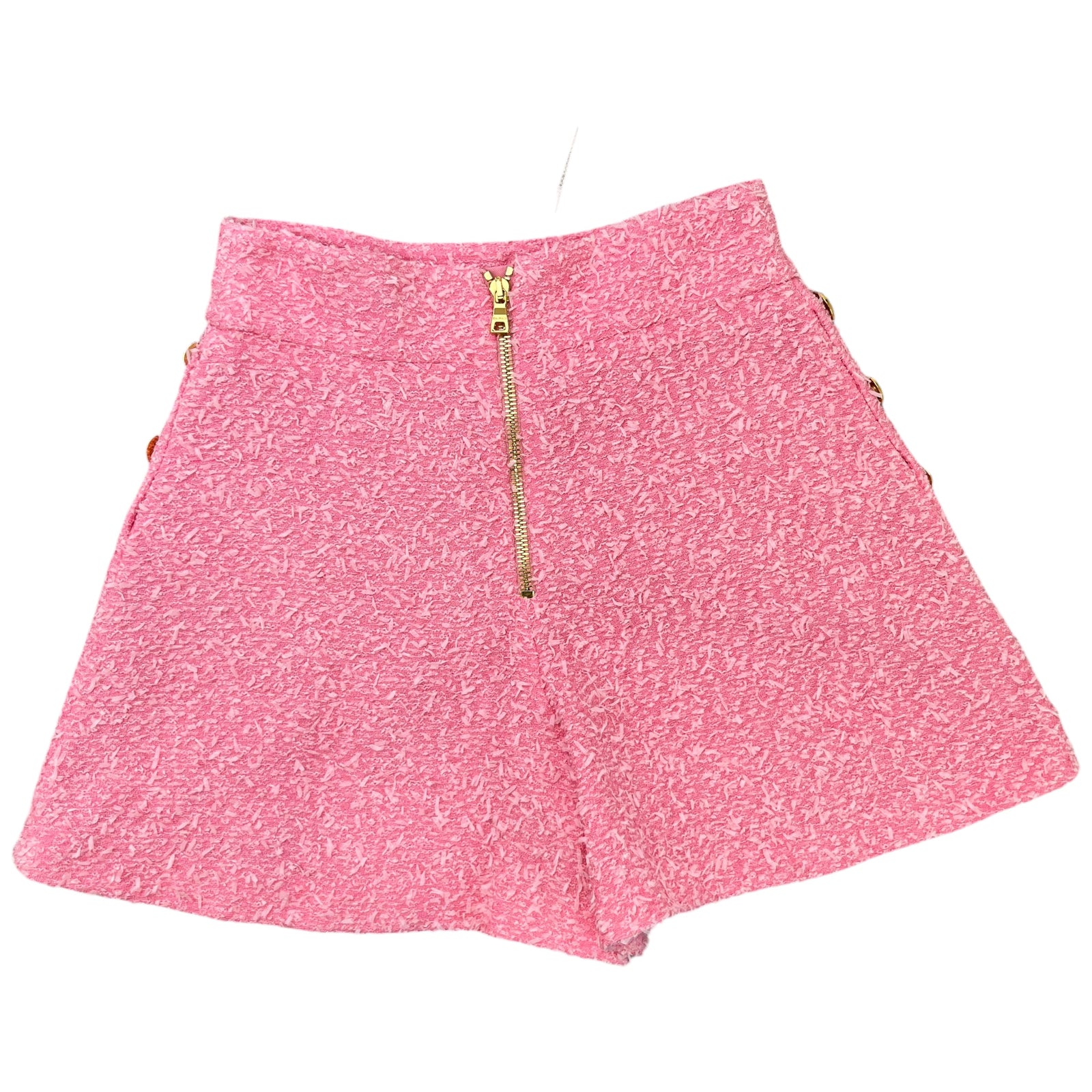 Women's Tweed Logo Button Shorts Pink Size S - Photo 2