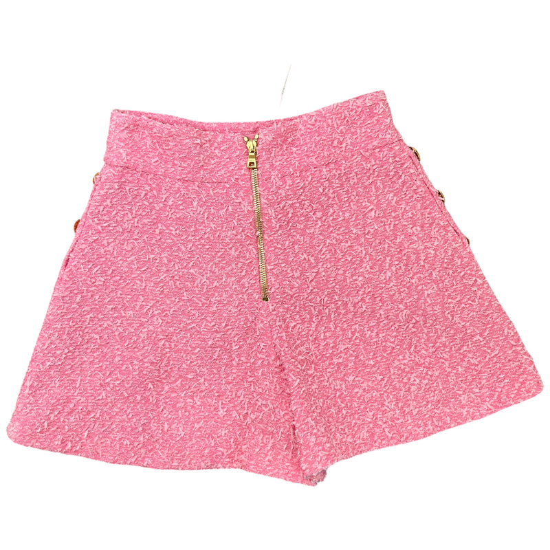 Women's Tweed Logo Button Shorts Pink Size S