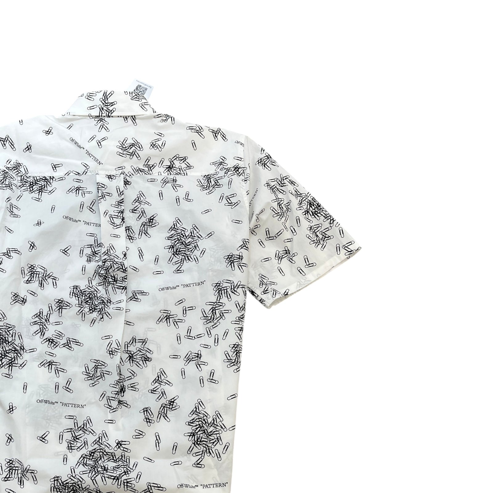 Men's Paperclip Print Short Sleeve Shirt White Size S - Photo 4