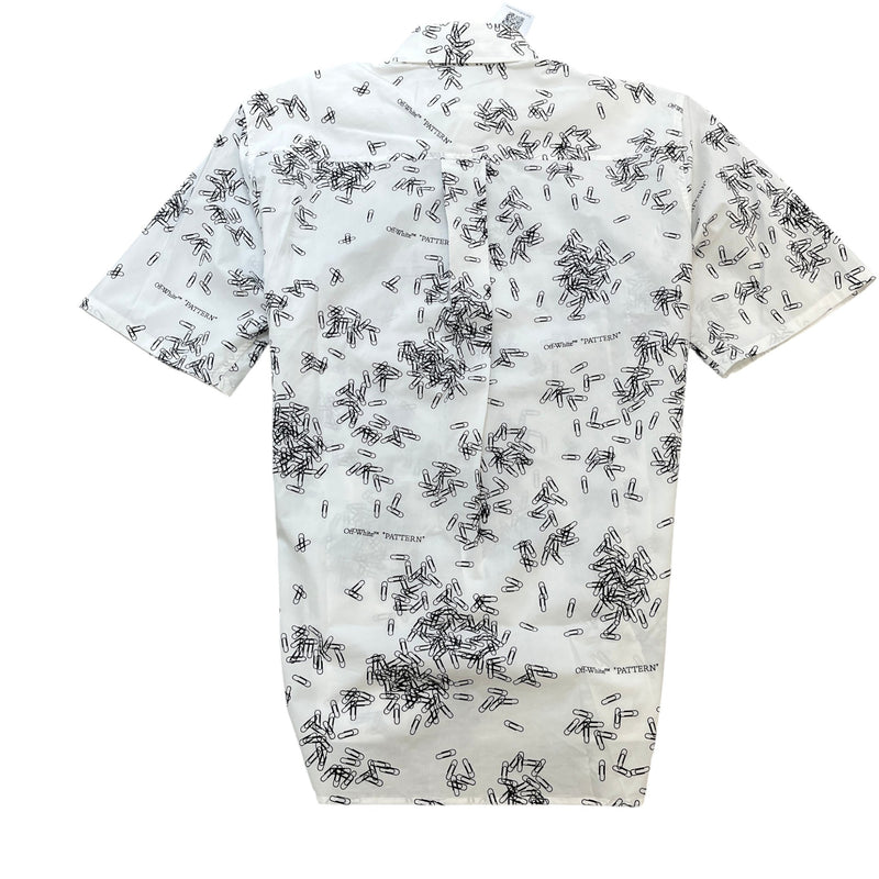 Men's Paperclip Print Short Sleeve Shirt White Size S