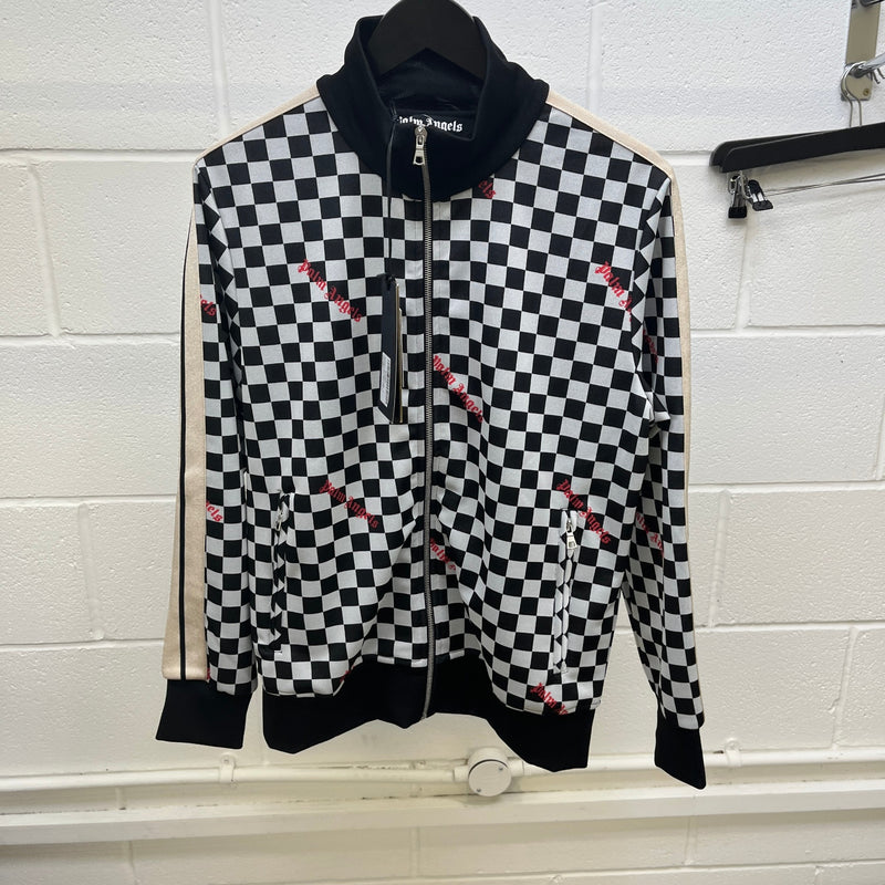 Men's Jacquard Damier Track Jacket Black Size L