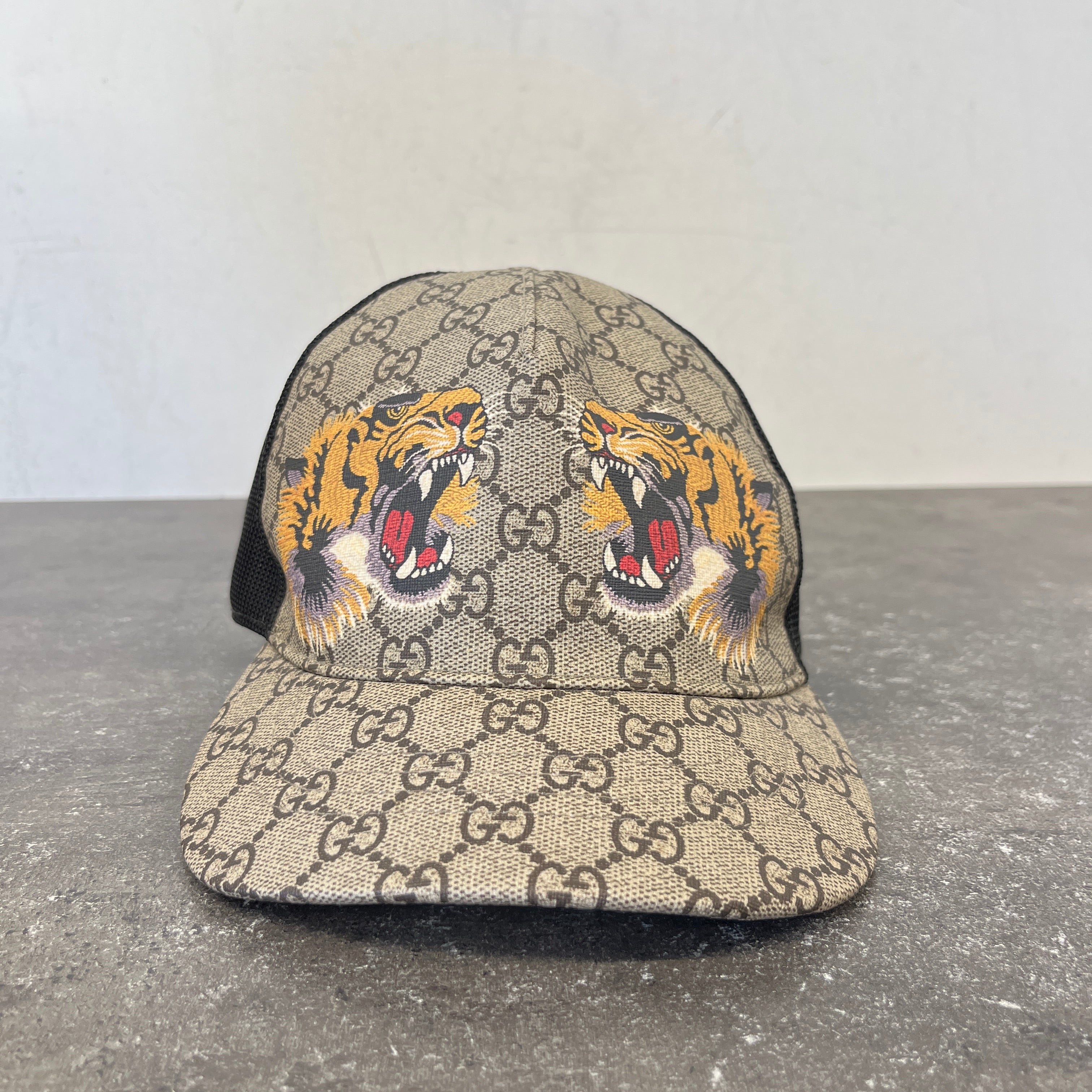 Men's Gg Supreme Tiger Print Cap Beige Size M – Label Source