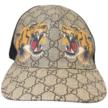 Men's Gg Supreme Tiger Print Cap Beige Size M