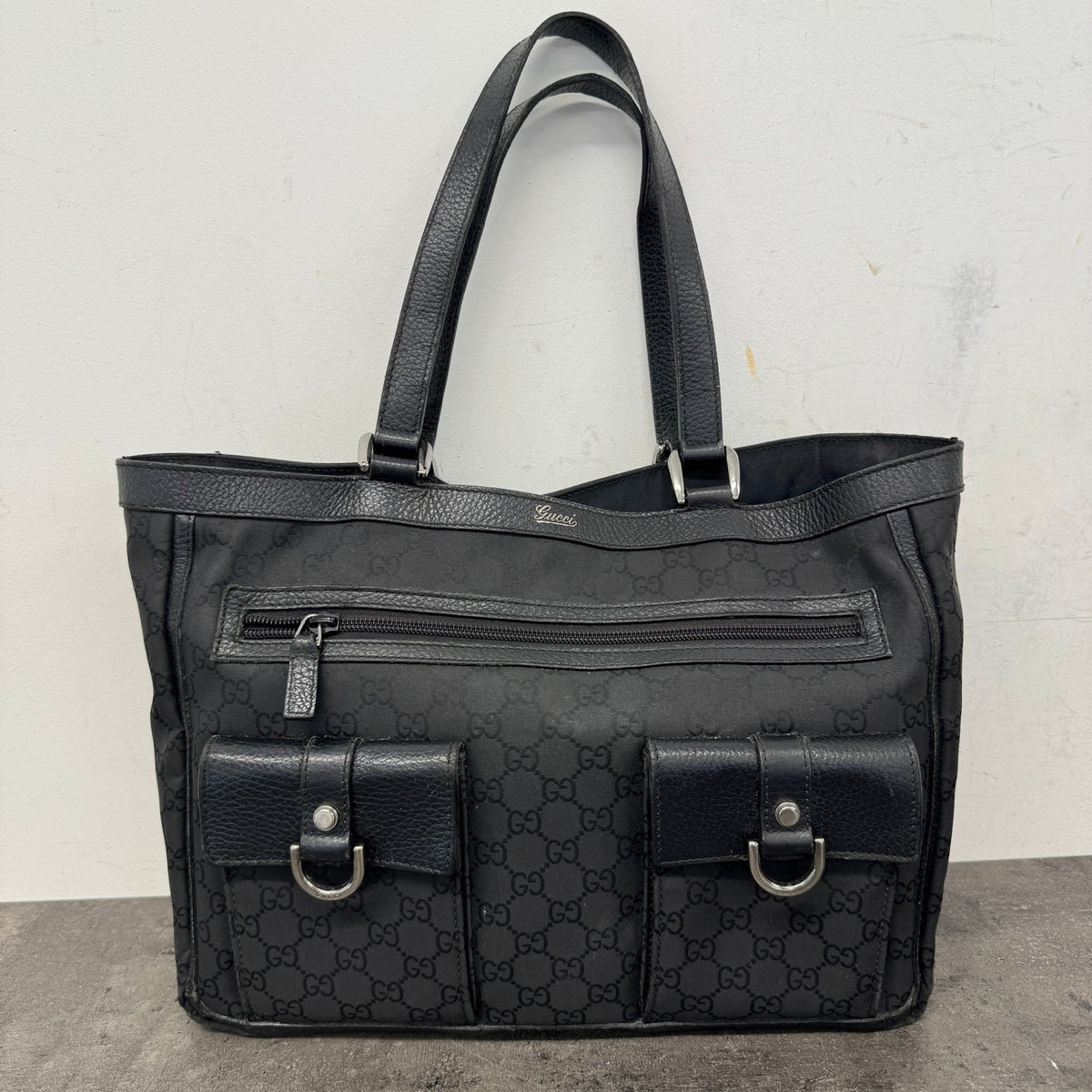Women's GG Nylon Abbey Handbag Black - Photo 13