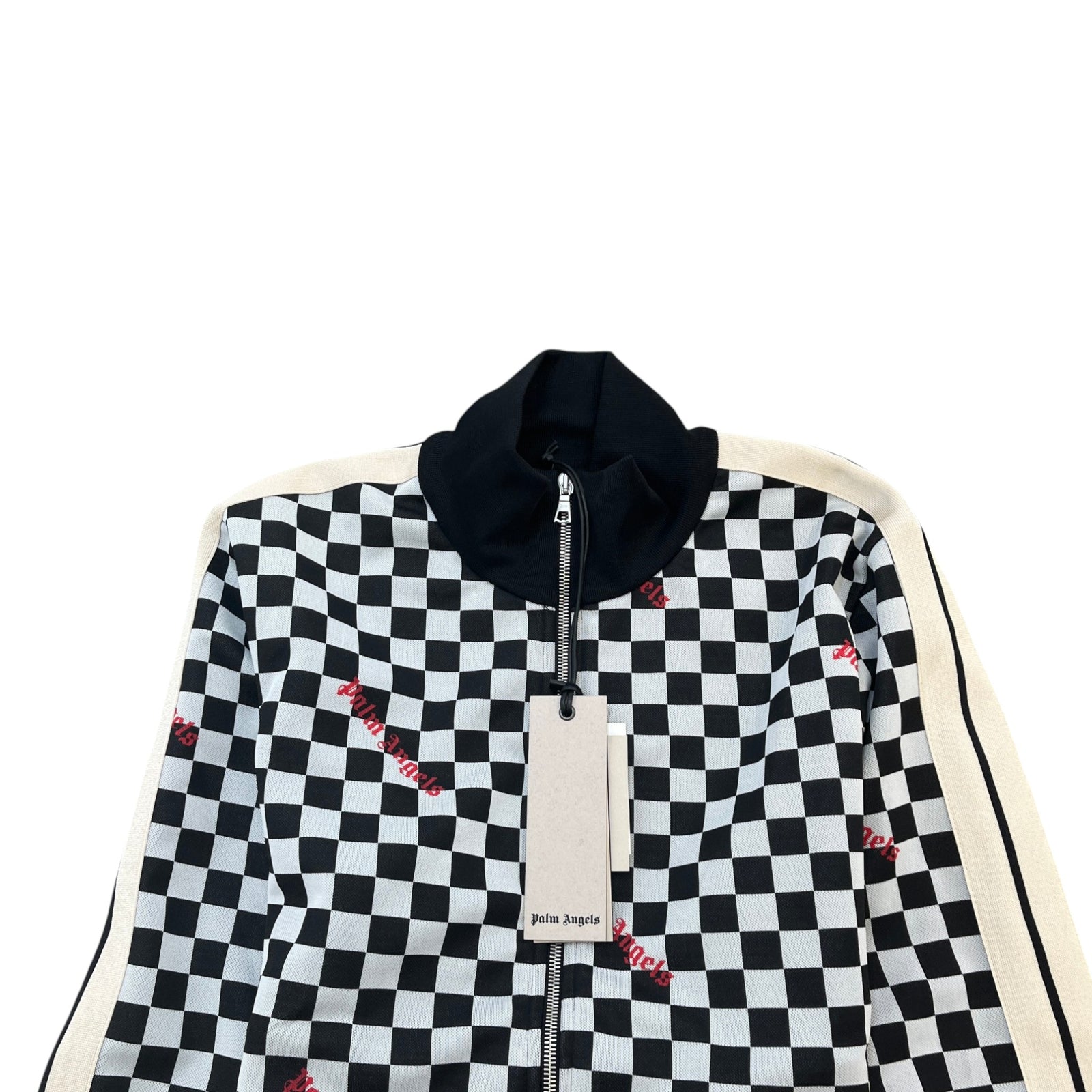Men's Jacquard Damier Track Jacket Black Size L - Photo 5