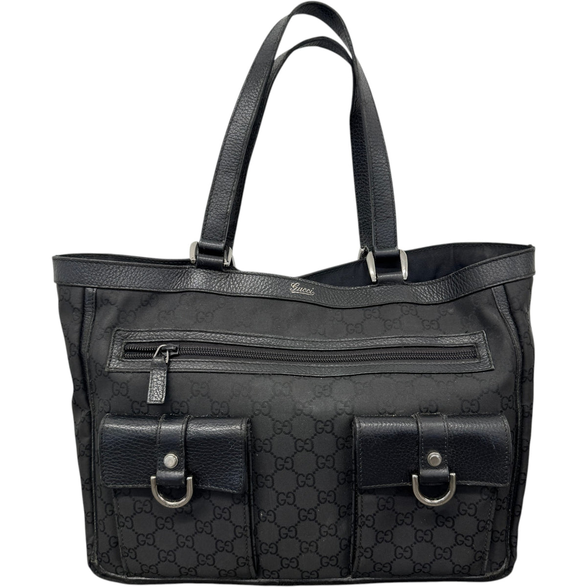Women's GG Nylon Abbey Handbag Black - Photo 1