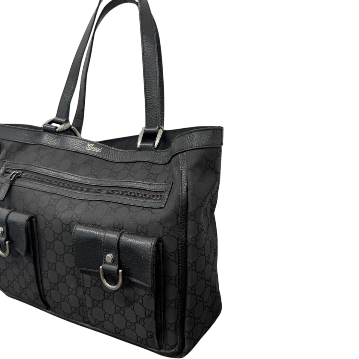 Women's GG Nylon Abbey Handbag Black - Photo 5