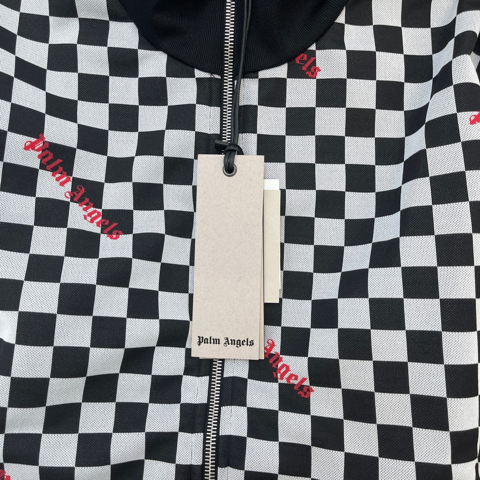 Men's Jacquard Damier Track Jacket Black Size L - Photo 6