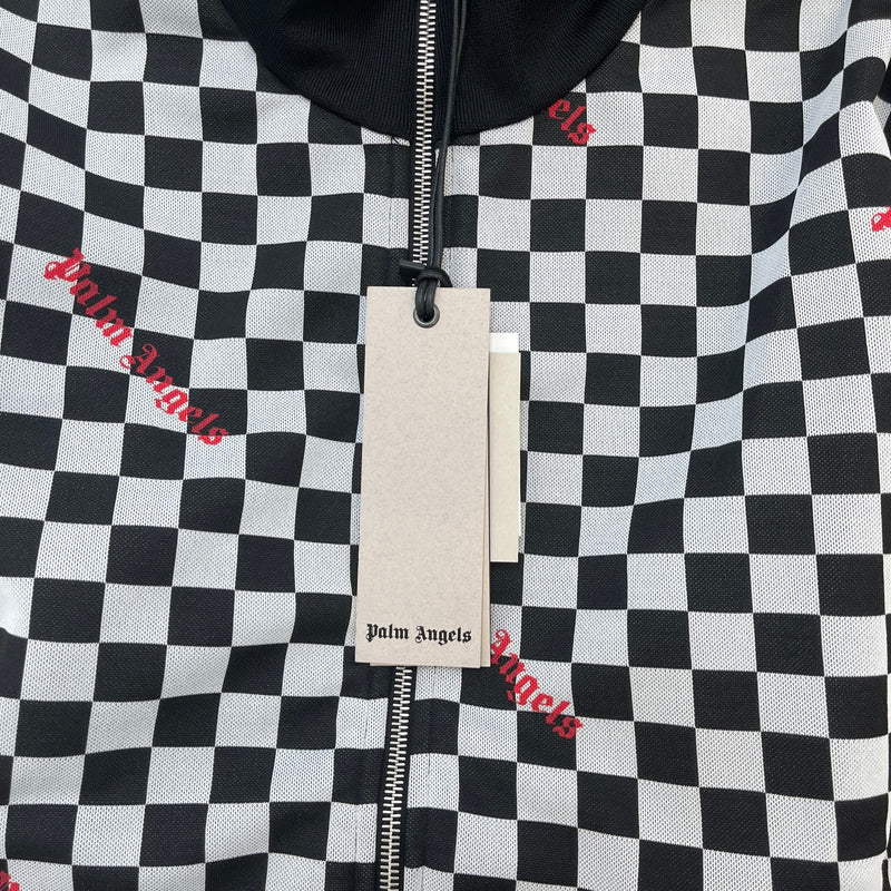 Men's Jacquard Damier Track Jacket Black Size L