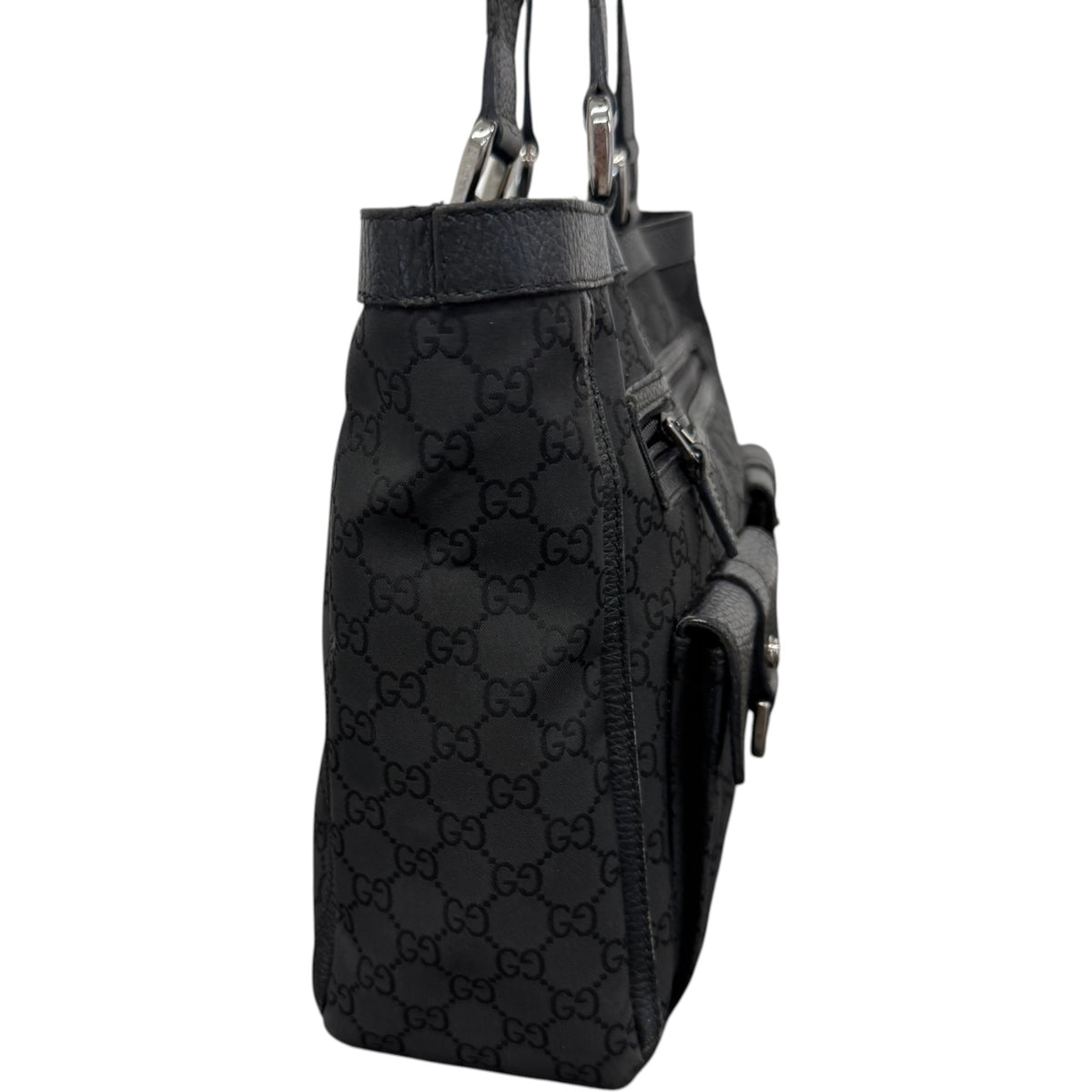 Women's GG Nylon Abbey Handbag Black - Photo 7
