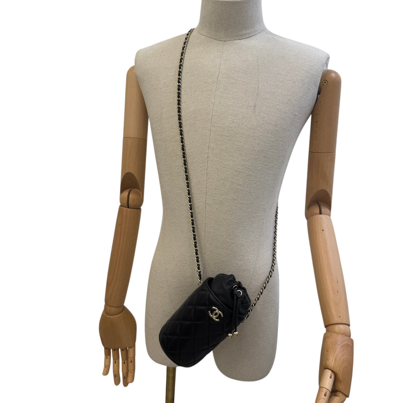 Women's Mini Drawstring Bucke Bag Black