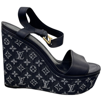 Women's Monogram Denim Waterfull Heels Navy Size EU 41 / UK 8