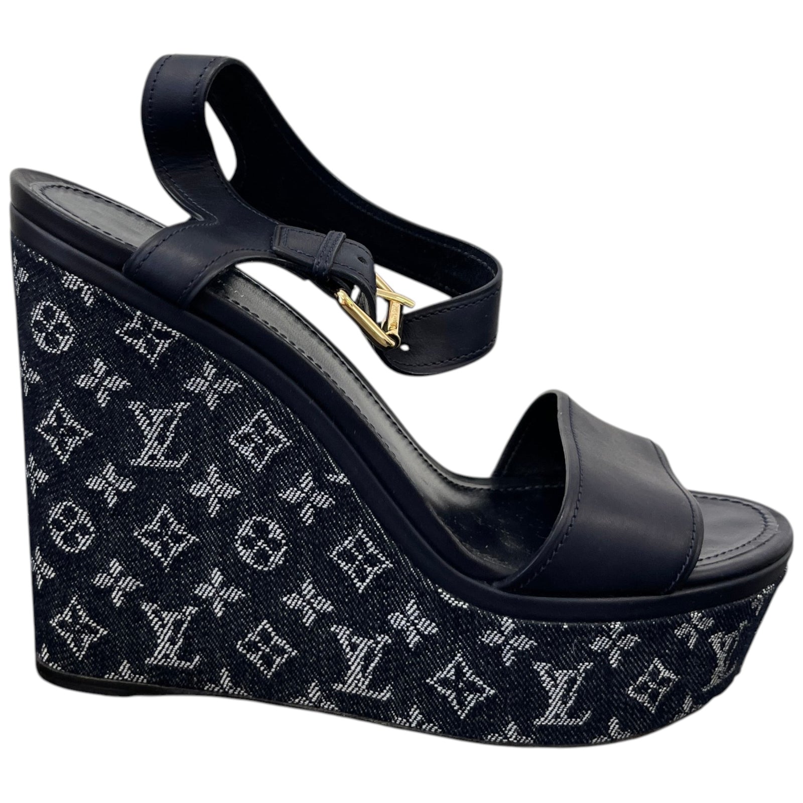 Women's Monogram Denim Waterfull Heels Navy Size EU 41 / UK 8 - Photo 1