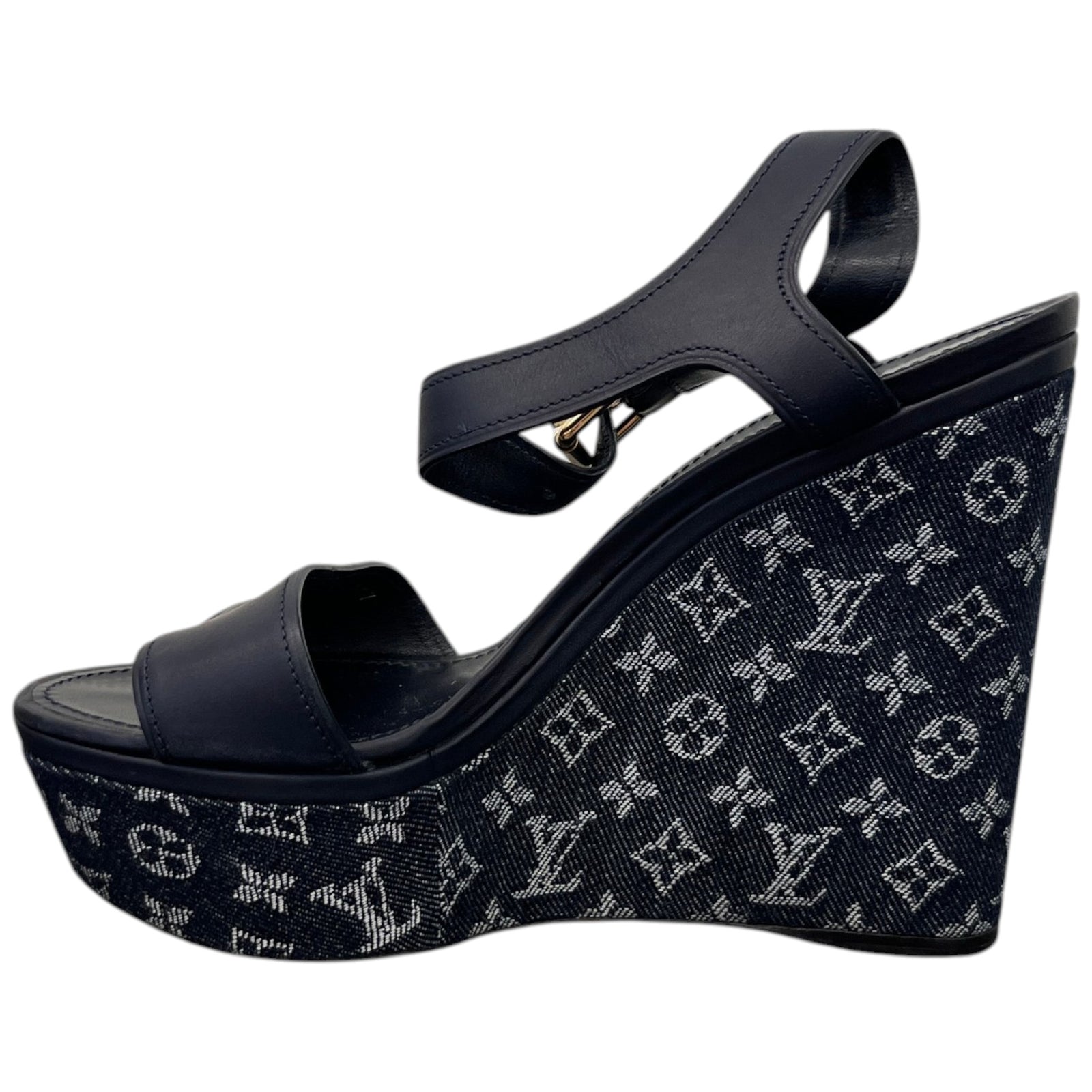 Women's Monogram Denim Waterfull Heels Navy Size EU 41 / UK 8 - Photo 2