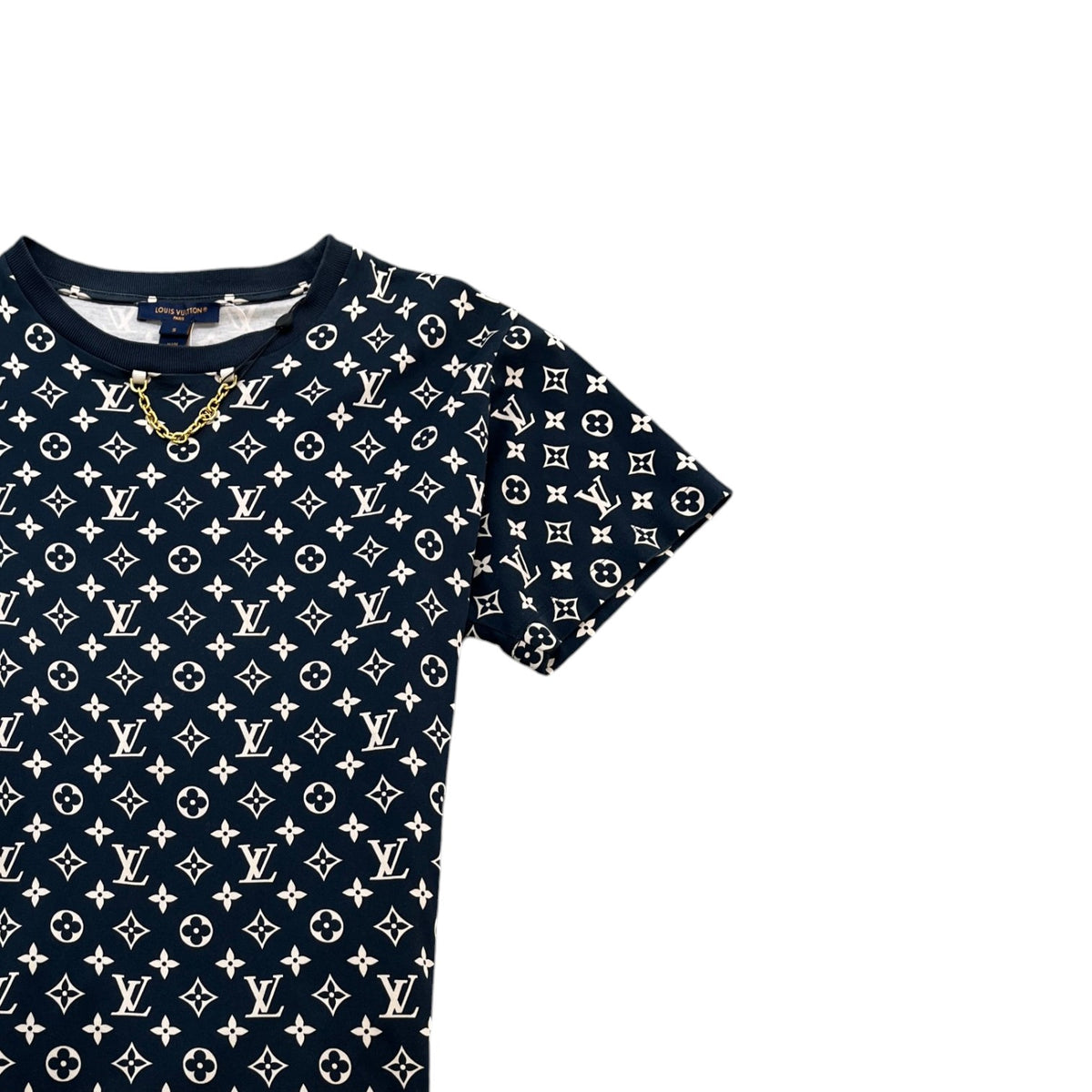 Women's Monogram Chain Accent T-Shirt Navy Size S / UK 8 - Photo 3