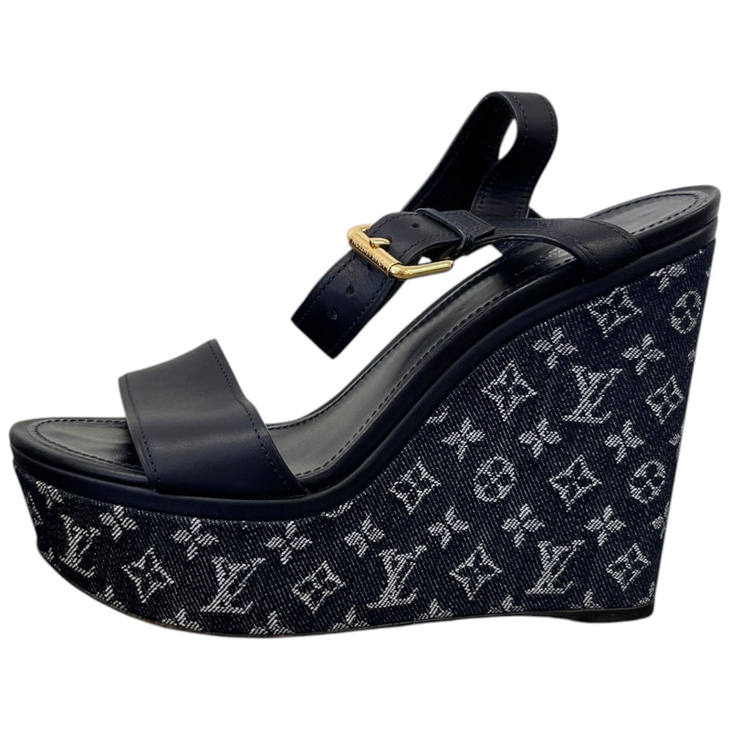 Women's Monogram Denim Waterfull Heels Navy Size EU 41 / UK 8