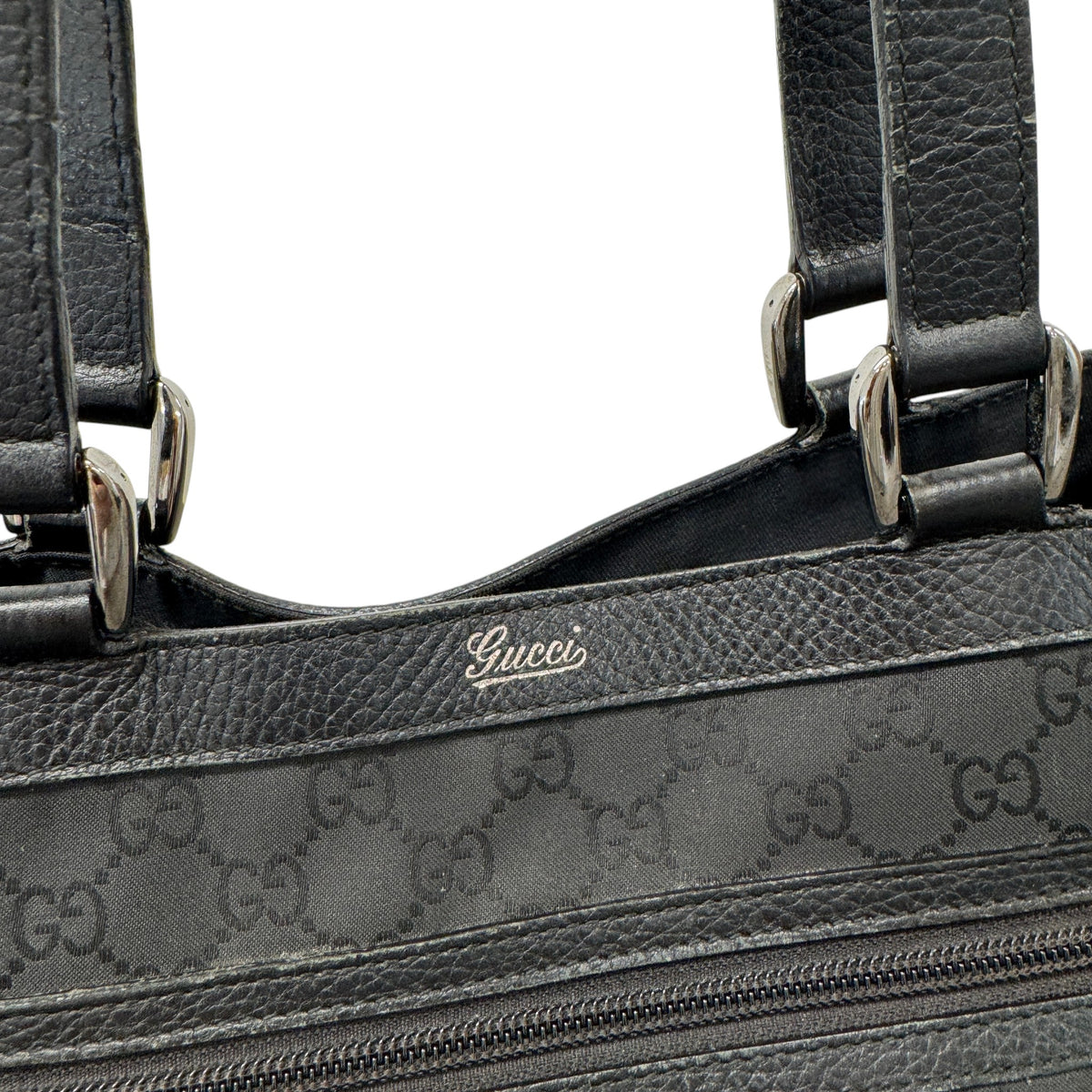 Women's GG Nylon Abbey Handbag Black - Photo 11