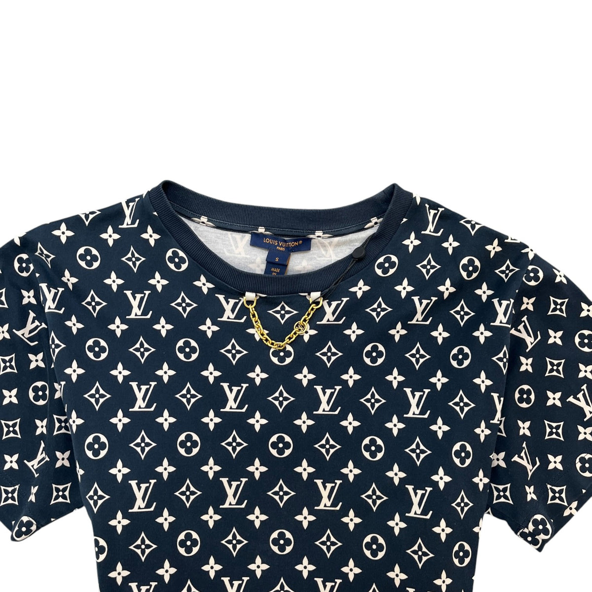 Women's Monogram Chain Accent T-Shirt Navy Size S / UK 8 - Photo 5