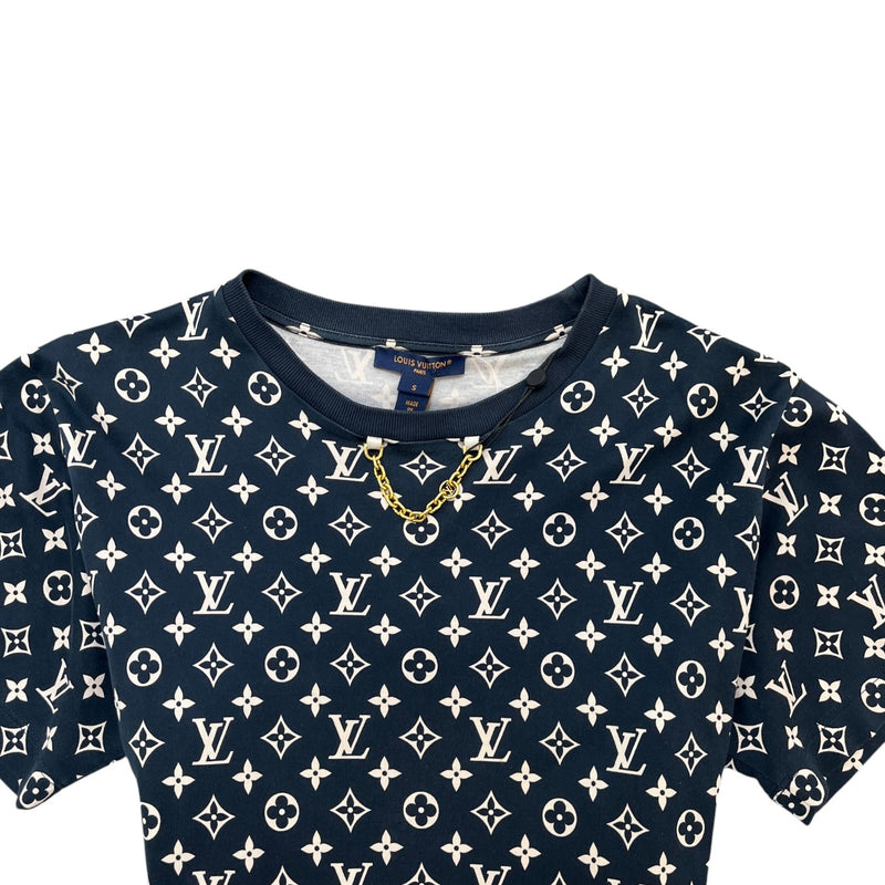 Women's Monogram Chain Accent T-Shirt Navy Size S / UK 8