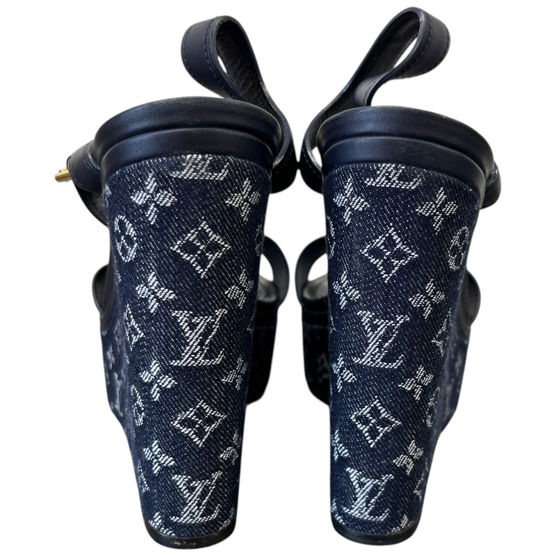Women's Monogram Denim Waterfull Heels Navy Size EU 41 / UK 8