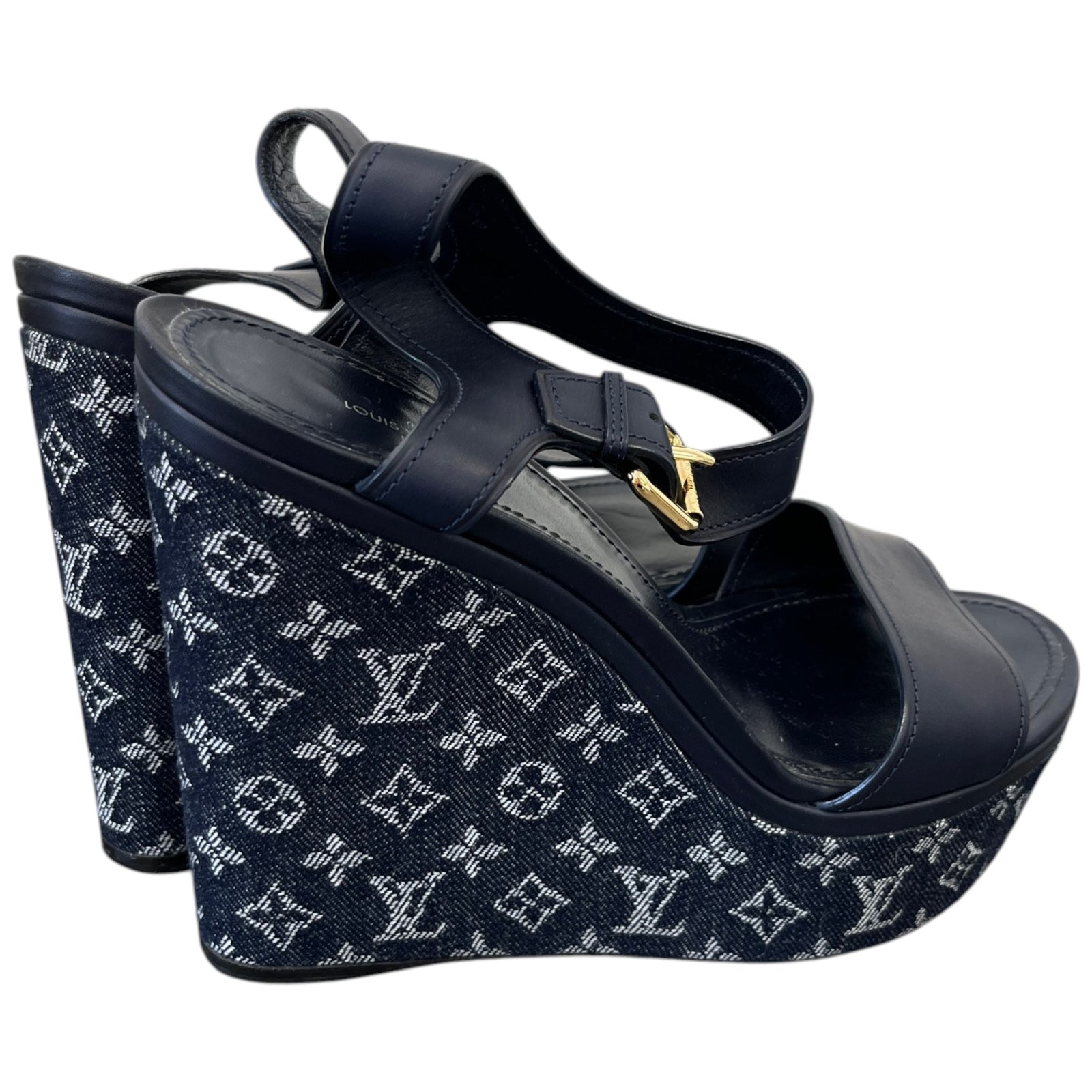 Women's Monogram Denim Waterfull Heels Navy Size EU 41 / UK 8 - Photo 8