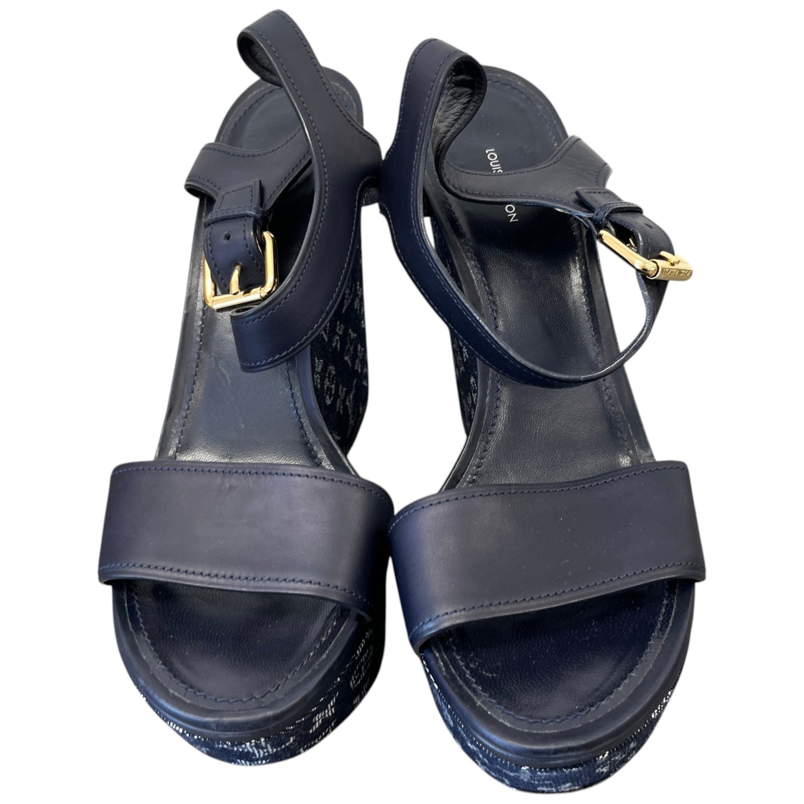 Women's Monogram Denim Waterfull Heels Navy Size EU 41 / UK 8 - Photo 6
