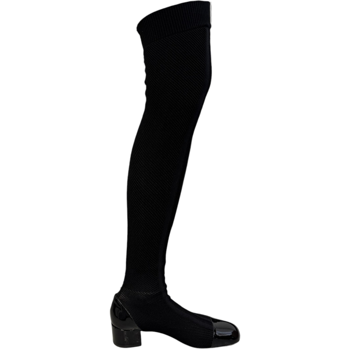 Women's Over The Knee Sock Boots Black Size UK 7 / EU 40 - Photo 1