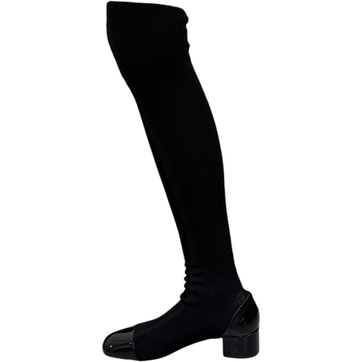 Women's Over The Knee Sock Boots Black Size UK 7 / EU 40 - Photo 4