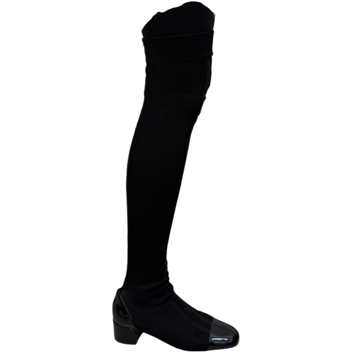 Women's Over The Knee Sock Boots Black Size UK 7 / EU 40 - Photo 5
