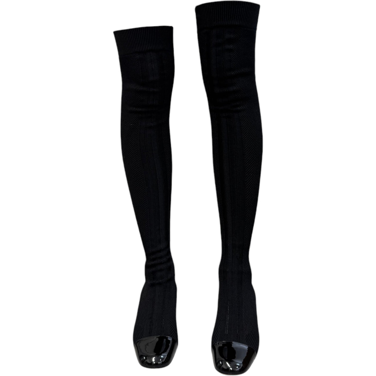 Women's Over The Knee Sock Boots Black Size UK 7 / EU 40 - Photo 6