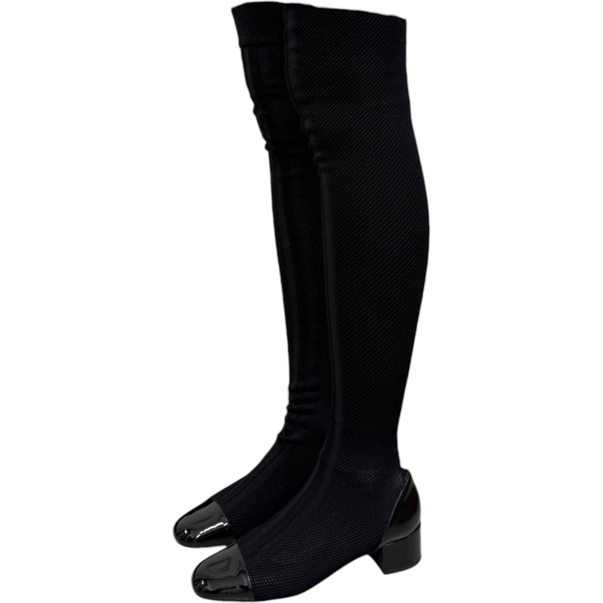 Women's Over The Knee Sock Boots Black Size UK 7 / EU 40 - Photo 2
