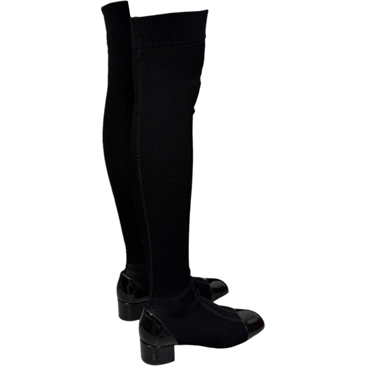Women's Over The Knee Sock Boots Black Size UK 7 / EU 40 - Photo 8