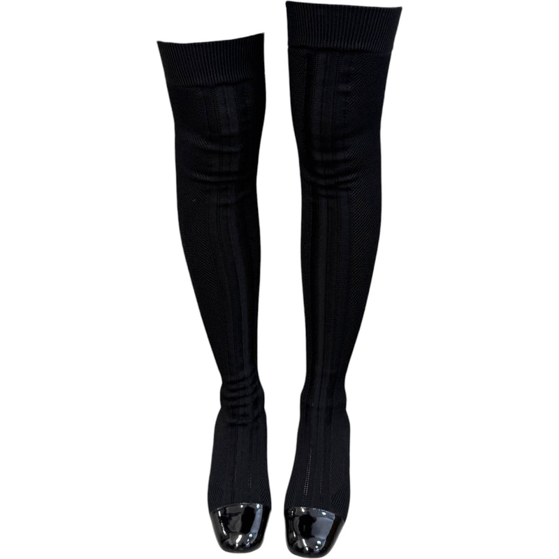Women's Over The Knee Sock Boots Black Size UK 7 / EU 40