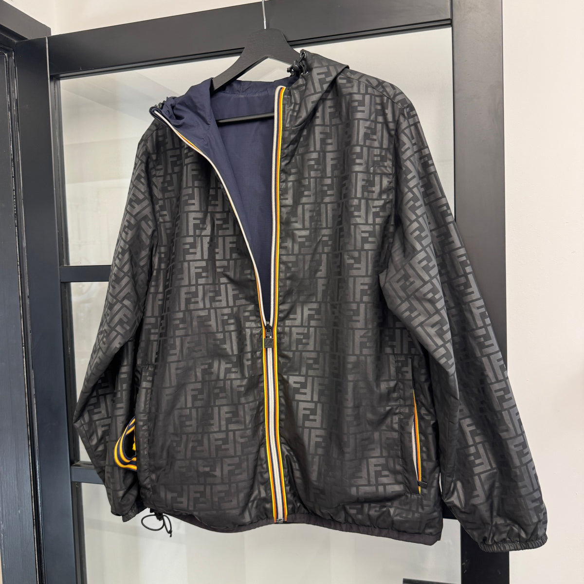 Men's X K-Way Reversible Windbreaker Black Size S - Photo 13